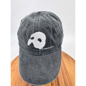 Vintage Phantom of the Opera Mask Hat Cap Adams Washed Black Leather Strap